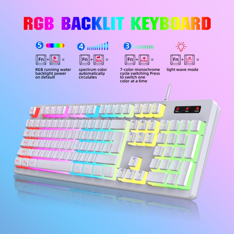 HXSJ L200+X100 Wired RGB Backlit Keyboard and Mouse Set 104 Pudding Key Caps + 3600DPI Mouse(Black) - free shipping - PMC Jewellery - Order now!