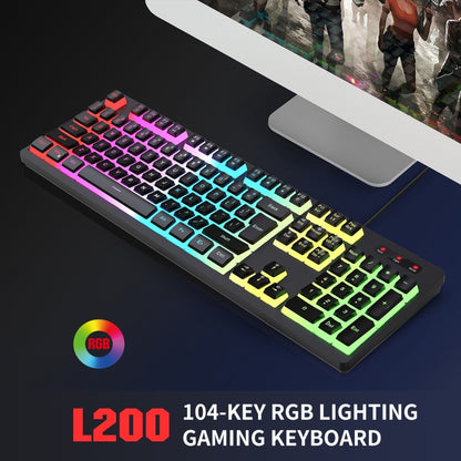 HXSJ L200 Wired RGB Backlit Keyboard 104 Pudding Key Caps(White) - Wired Keyboard by HXSJ | Online Shopping South Africa | PMC Jewellery | Buy Now Pay Later Mobicred