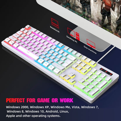 HXSJ L200 Wired RGB Backlit Keyboard 104 Pudding Key Caps(Black) - Wired Keyboard by HXSJ | Online Shopping South Africa | PMC Jewellery | Buy Now Pay Later Mobicred