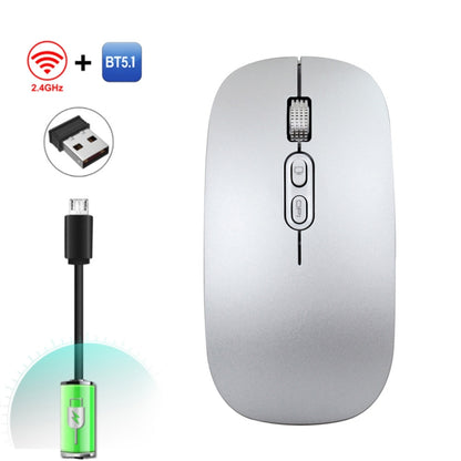 HXSJ M103 1600DPI Dual Mode 2.4GHz + Bluetooth 5.1 Wireless Rechargeable Mouse(Silver) - Wireless Mice by HXSJ | Online Shopping South Africa | PMC Jewellery | Buy Now Pay Later Mobicred