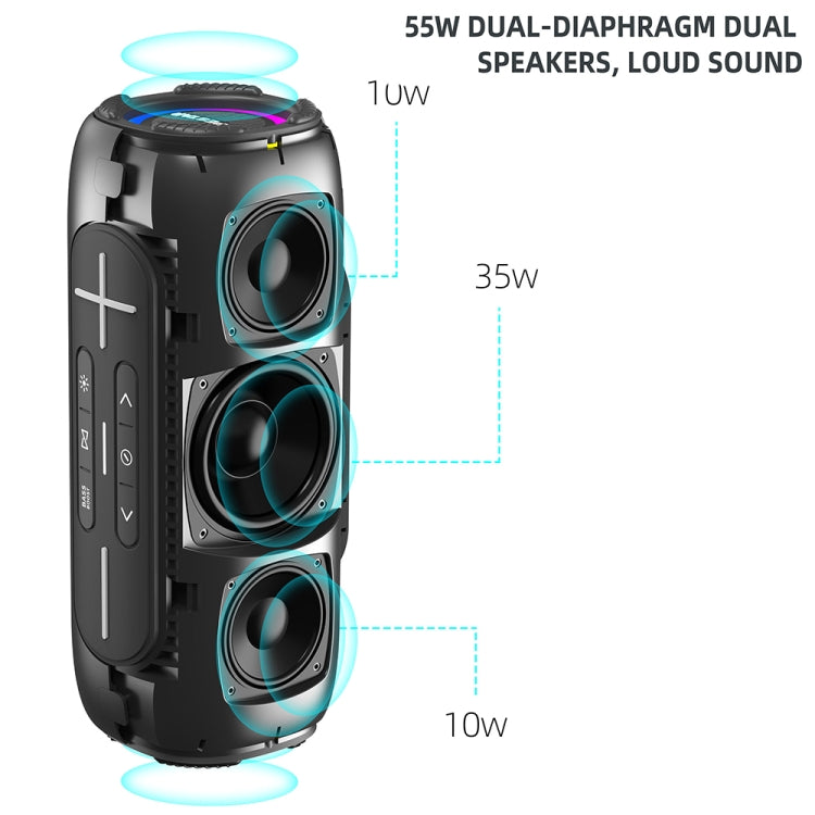 HOPESTAR P32Max 55W IPX6 Waterproof Portable Wireless Bluetooth Speaker(Grey) - free shipping - PMC Jewellery - Order now!