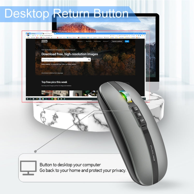 HXSJ M113 2400DPI Dual Mode 2.4GHz + Bluetooth 5.1 Wireless Mouse(Metallic Grey) - Wireless Mice by HXSJ | Online Shopping South Africa | PMC Jewellery | Buy Now Pay Later Mobicred