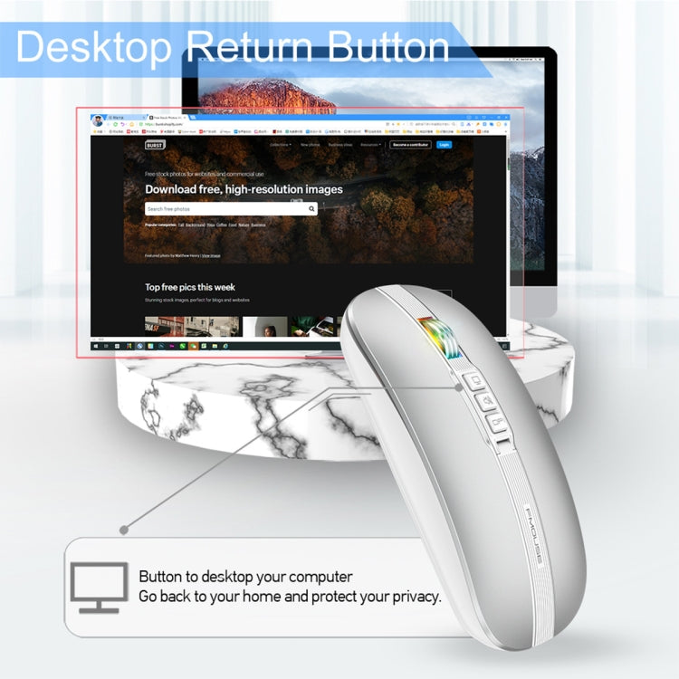 HXSJ M113 2400DPI Dual Mode 2.4GHz + Bluetooth 5.1 Wireless Mouse(Space Silver) - Wireless Mice by HXSJ | Online Shopping South Africa | PMC Jewellery | Buy Now Pay Later Mobicred