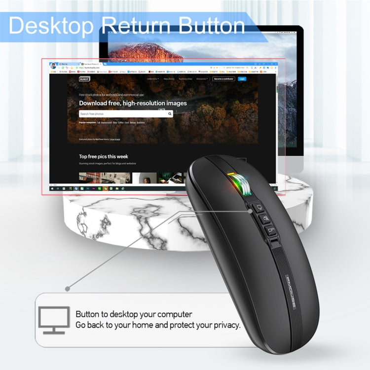 HXSJ M113 2400DPI Dual Mode 2.4GHz + Bluetooth 5.1 Wireless Mouse(Matte Black) - Wireless Mice by HXSJ | Online Shopping South Africa | PMC Jewellery | Buy Now Pay Later Mobicred