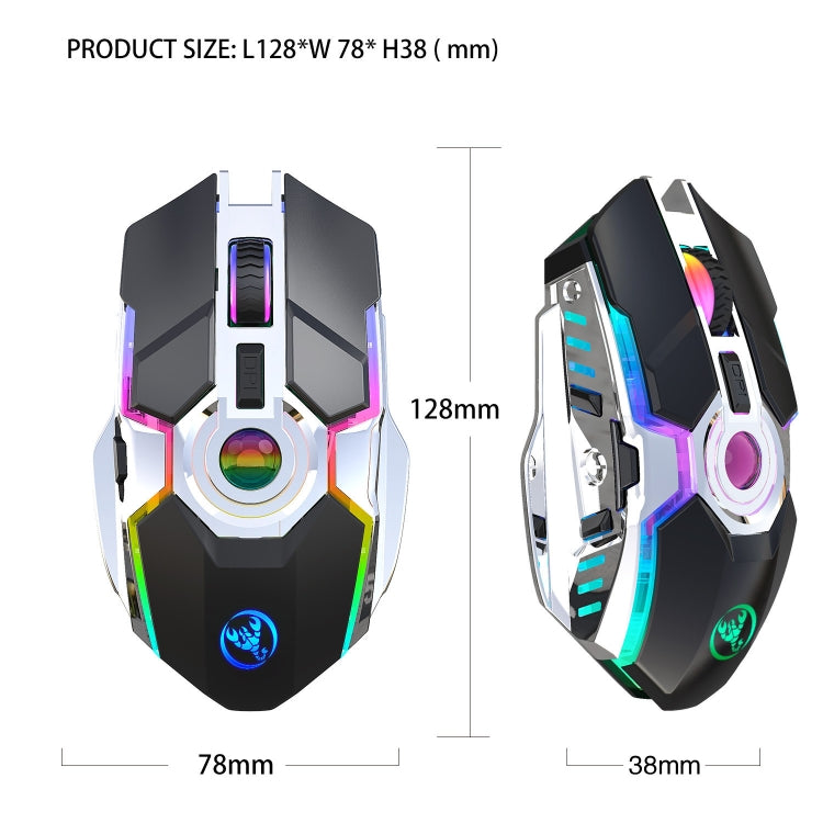 HXSJ T30 2400DPI RGB 2.4GHz Wireless Mouse(Metallic Grey) - Wireless Mice by HXSJ | Online Shopping South Africa | PMC Jewellery | Buy Now Pay Later Mobicred