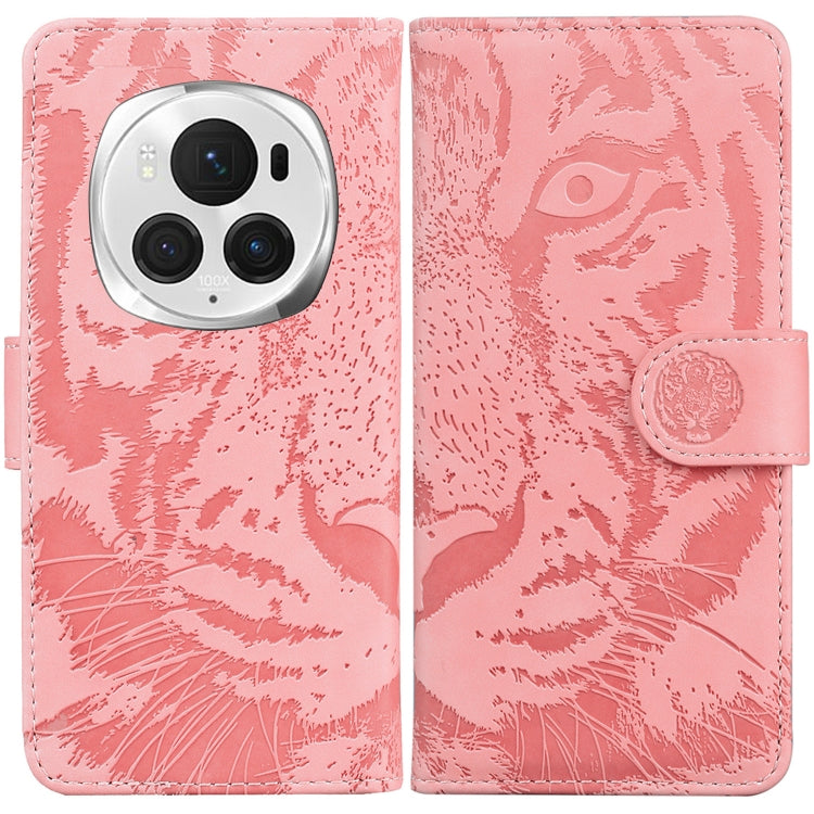 For Honor Magic6 Pro Tiger Embossing Pattern Flip Leather Phone Case(Pink) - Honor Cases by PMC Jewellery | Online Shopping South Africa | PMC Jewellery | Buy Now Pay Later Mobicred