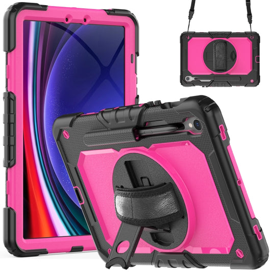 For Samsung Galaxy Tab S9 / S8 / S7 Silicone + PC Tablet Case(Black+Rose Red) - Galaxy Tab S9 Cases by PMC Jewellery | Online Shopping South Africa | PMC Jewellery | Buy Now Pay Later Mobicred