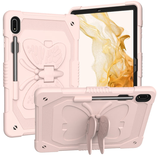 For Samsung Galaxy Tab S9+ Butterfly Kickstand Heavy Duty Hard Rugged Tablet Case(Rose Pink) - Galaxy Tab S9+ Cases by PMC Jewellery | Online Shopping South Africa | PMC Jewellery | Buy Now Pay Later Mobicred