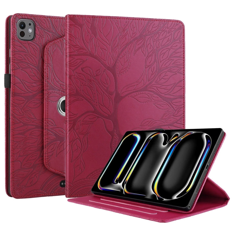 For iPad Pro 13 2024 Tree Life Embossed Rotation Leather Smart Tablet Case(Red) - iPad Pro 13 2024 Cases by PMC TechLife | Online Shopping South Africa | PMC TechLife | Buy Now Pay Later Mobicred