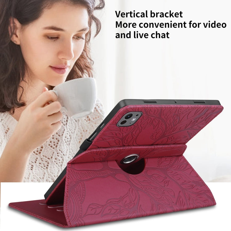 For iPad Pro 13 2024 Tree Life Embossed Rotation Leather Smart Tablet Case(Red) - iPad Pro 13 2024 Cases by PMC TechLife | Online Shopping South Africa | PMC TechLife | Buy Now Pay Later Mobicred