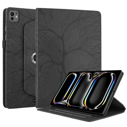 For iPad Pro 13 2024 Tree Life Embossed Rotation Leather Smart Tablet Case(Black) - iPad Pro 13 2024 Cases by PMC Jewellery | Online Shopping South Africa | PMC Jewellery | Buy Now Pay Later Mobicred