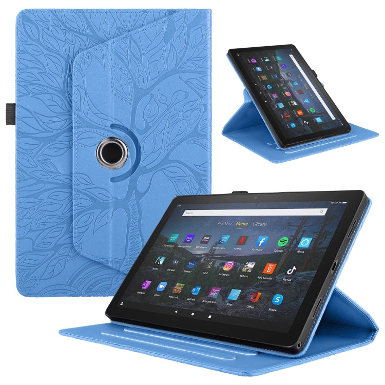 For Amazon Kindle Fire HD10 2021 Tree Life Embossed Rotation Leather Tablet Case(Blue) - Amazon by PMC TechLife | Online Shopping South Africa | PMC TechLife | Buy Now Pay Later Mobicred