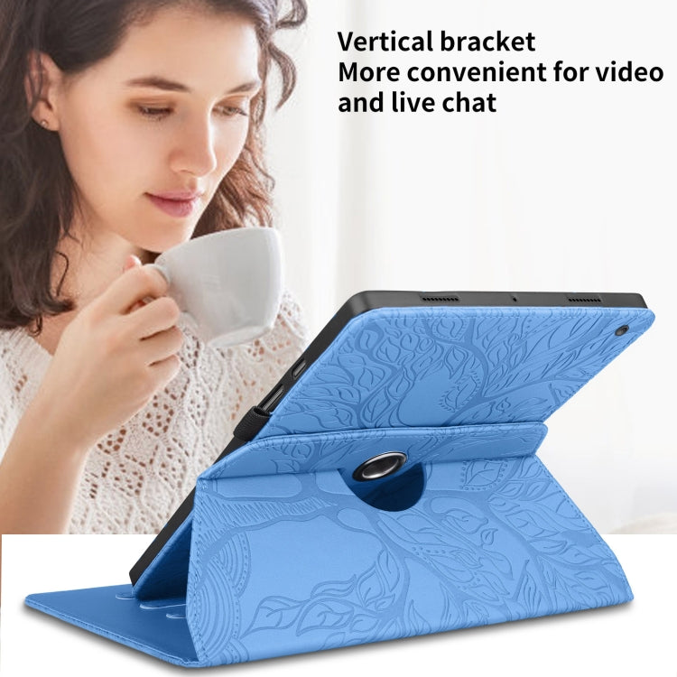 For Amazon Kindle Fire HD10 2021 Tree Life Embossed Rotation Leather Tablet Case(Blue) - Amazon by PMC TechLife | Online Shopping South Africa | PMC TechLife | Buy Now Pay Later Mobicred