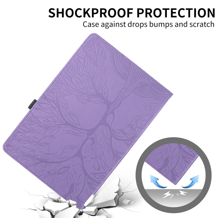 For Amazon Kindle Fire HD8 2015-2019 Tree Life Embossed Rotation Leather Tablet Case(Purple) - Amazon by PMC TechLife | Online Shopping South Africa | PMC TechLife | Buy Now Pay Later Mobicred