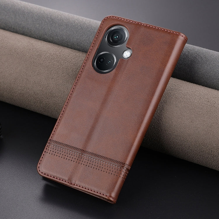 For OPPO K11 5G / OnePlus Nord CE3 AZNS Magnetic Calf Texture Flip Leather Phone Case(Dark Brown) - OPPO Cases by AZNS | Online Shopping South Africa | PMC Jewellery