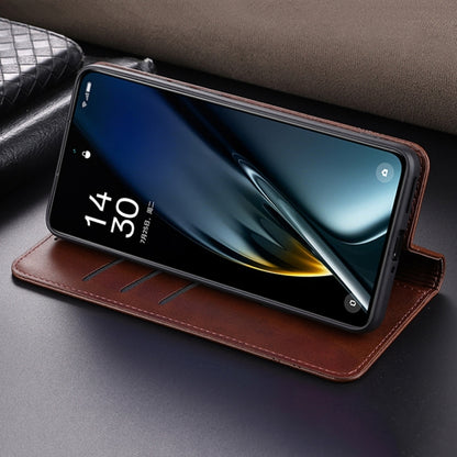 For OPPO K11 5G / OnePlus Nord CE3 AZNS Magnetic Calf Texture Flip Leather Phone Case(Dark Brown) - OPPO Cases by AZNS | Online Shopping South Africa | PMC Jewellery