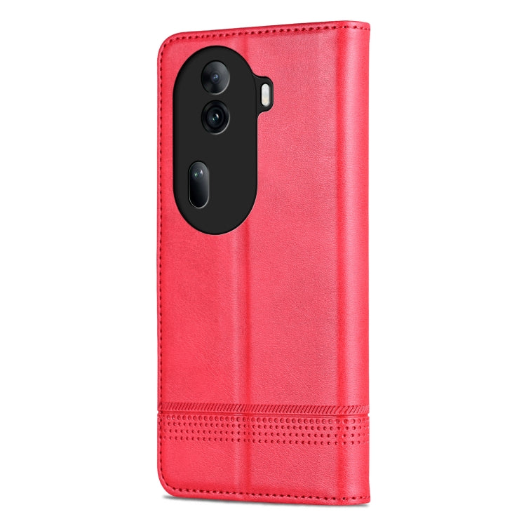 For OPPO Reno11 China AZNS Magnetic Calf Texture Flip Leather Phone Case(Red) - OPPO Cases by AZNS | Online Shopping South Africa | PMC Jewellery | Buy Now Pay Later Mobicred
