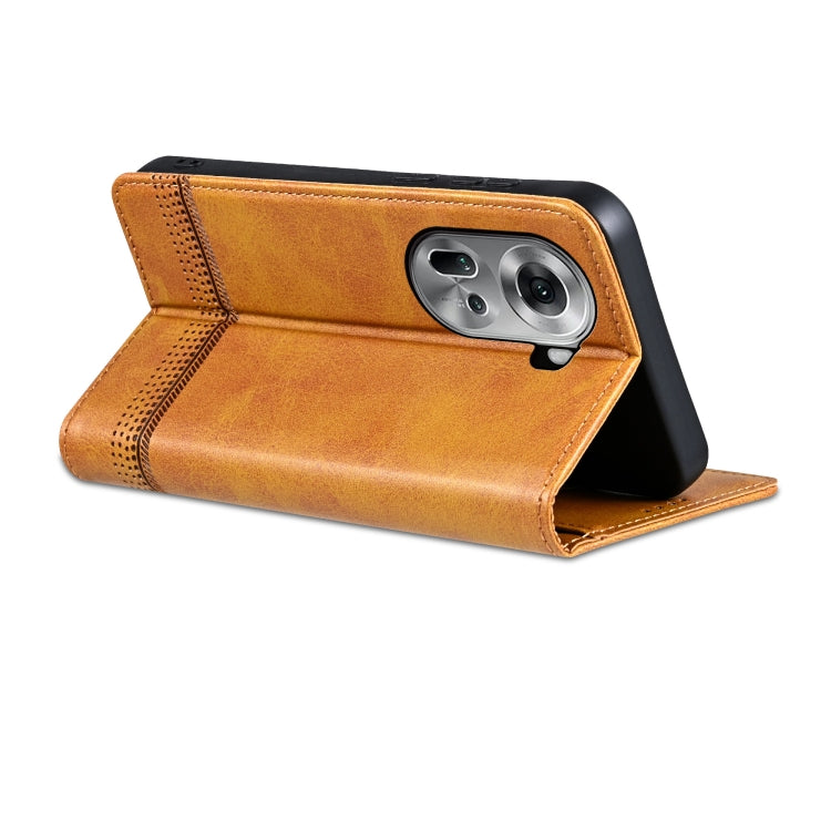 For OPPO Reno11 Global AZNS Magnetic Calf Texture Flip Leather Phone Case(Light Brown) - Reno11 Cases by AZNS | Online Shopping South Africa | PMC Jewellery | Buy Now Pay Later Mobicred