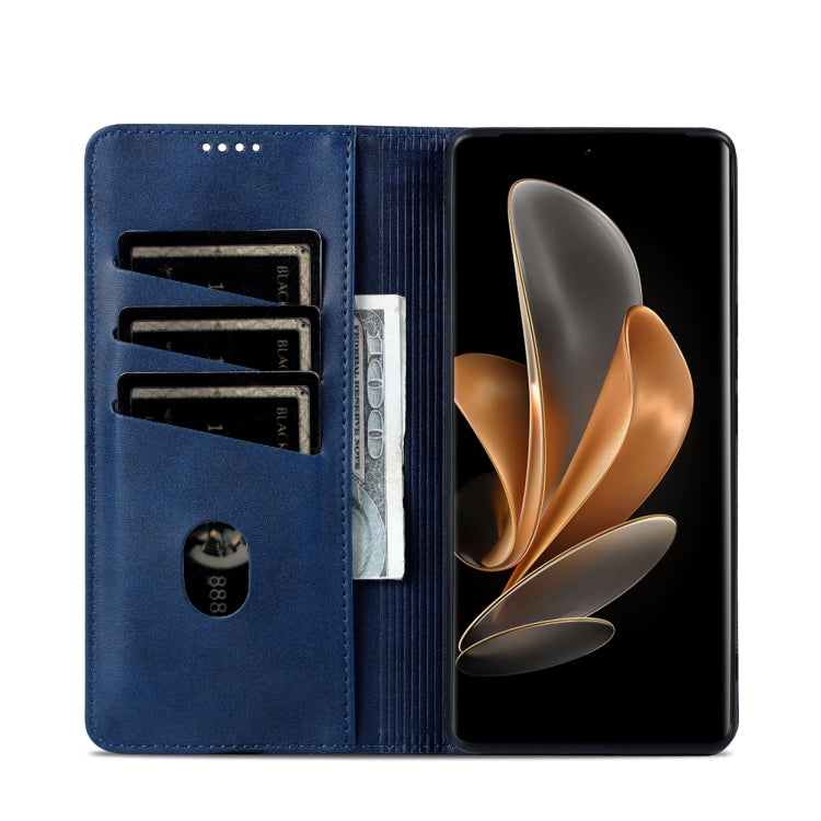 For OPPO Reno11 Global AZNS Magnetic Calf Texture Flip Leather Phone Case(Dark Blue) - Reno11 Cases by AZNS | Online Shopping South Africa | PMC Jewellery | Buy Now Pay Later Mobicred