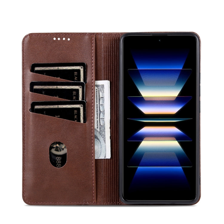 For OPPO Reno11 F AZNS Magnetic Calf Texture Flip Leather Phone Case(Dark Brown) - Reno11 F Cases by AZNS | Online Shopping South Africa | PMC Jewellery | Buy Now Pay Later Mobicred