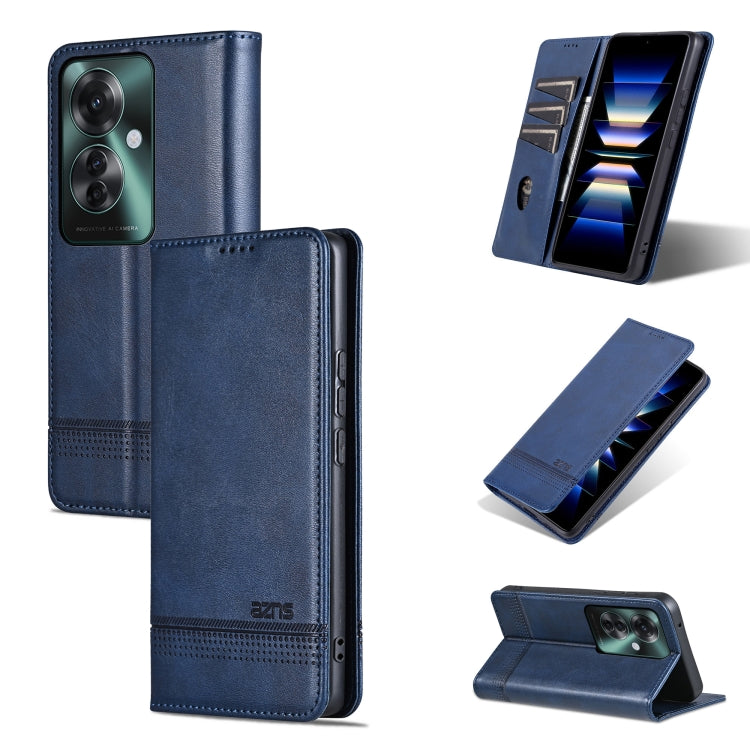 For OPPO Reno11 F AZNS Magnetic Calf Texture Flip Leather Phone Case(Dark Blue) - Reno11 F Cases by AZNS | Online Shopping South Africa | PMC Jewellery | Buy Now Pay Later Mobicred