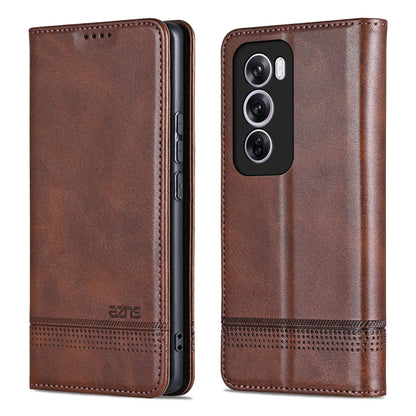 For OPPO Reno12 Global AZNS Magnetic Calf Texture Flip Leather Phone Case(Dark Brown) - Reno12 Cases by AZNS | Online Shopping South Africa | PMC Jewellery | Buy Now Pay Later Mobicred