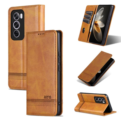 For OPPO Reno12 Global AZNS Magnetic Calf Texture Flip Leather Phone Case(Light Brown) - Reno12 Cases by AZNS | Online Shopping South Africa | PMC Jewellery | Buy Now Pay Later Mobicred