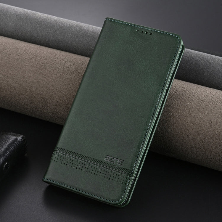 For OPPO Reno12 Global AZNS Magnetic Calf Texture Flip Leather Phone Case(Dark Green) - OPPO Cases by AZNS | Online Shopping South Africa | PMC Jewellery | Buy Now Pay Later Mobicred