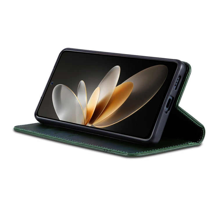 For OPPO Reno12 Global AZNS Magnetic Calf Texture Flip Leather Phone Case(Dark Green) - OPPO Cases by AZNS | Online Shopping South Africa | PMC Jewellery | Buy Now Pay Later Mobicred