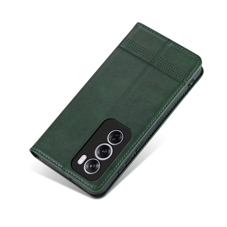 For OPPO Reno12 Global AZNS Magnetic Calf Texture Flip Leather Phone Case(Dark Green) - Reno12 Cases by AZNS | Online Shopping South Africa | PMC Jewellery | Buy Now Pay Later Mobicred