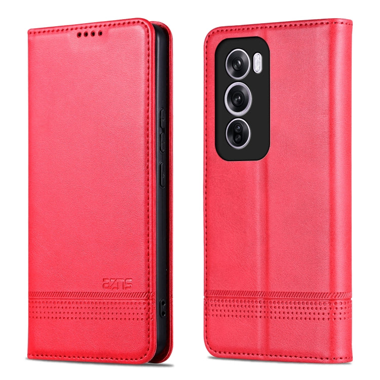 For OPPO Reno12 Global AZNS Magnetic Calf Texture Flip Leather Phone Case(Red) - Reno12 Cases by AZNS | Online Shopping South Africa | PMC Jewellery | Buy Now Pay Later Mobicred