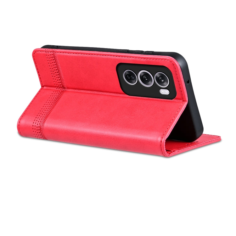 For OPPO Reno12 Global AZNS Magnetic Calf Texture Flip Leather Phone Case(Red) - Reno12 Cases by AZNS | Online Shopping South Africa | PMC Jewellery | Buy Now Pay Later Mobicred