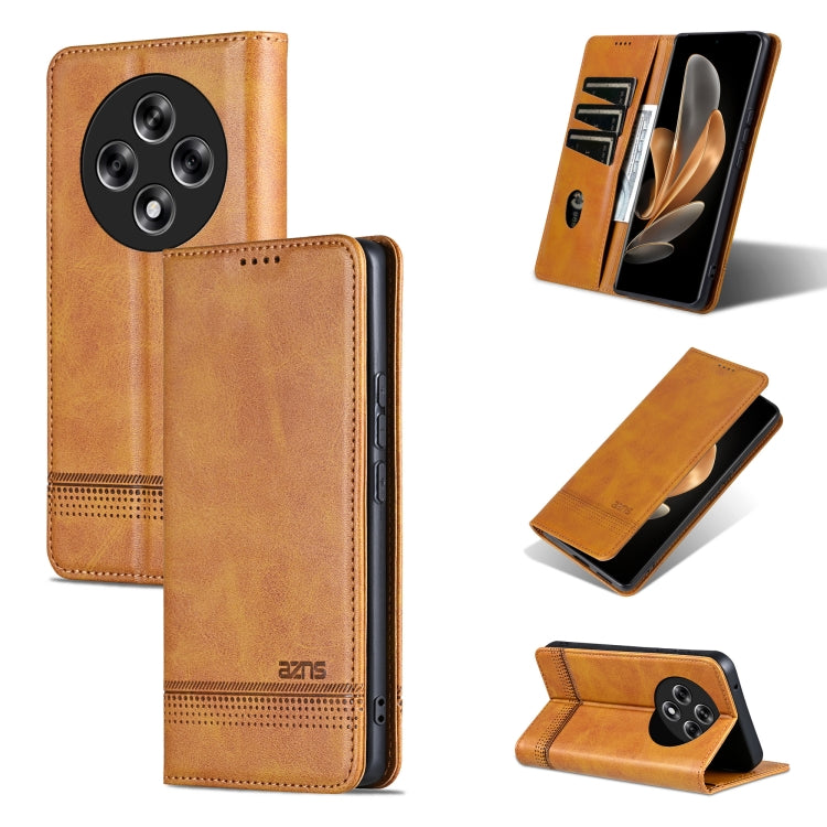 For OPPO Reno12 F 4G AZNS Magnetic Calf Texture Flip Leather Phone Case(Light Brown) - Reno12 F Cases by AZNS | Online Shopping South Africa | PMC Jewellery | Buy Now Pay Later Mobicred