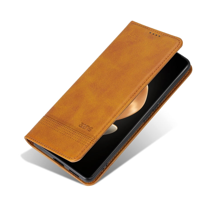 For OPPO Reno12 F 4G AZNS Magnetic Calf Texture Flip Leather Phone Case(Light Brown) - OPPO Cases by AZNS | Online Shopping South Africa | PMC Jewellery | Buy Now Pay Later Mobicred