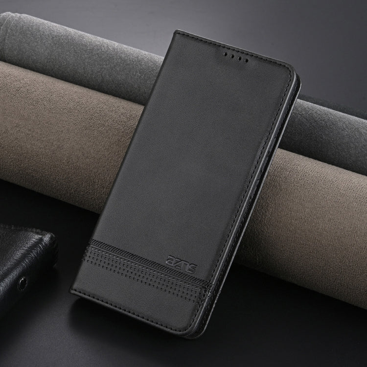 For OPPO Reno12 F 4G AZNS Magnetic Calf Texture Flip Leather Phone Case(Black) - OPPO Cases by AZNS | Online Shopping South Africa | PMC Jewellery | Buy Now Pay Later Mobicred