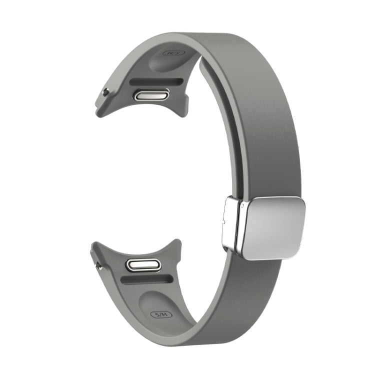 For Samsung Galaxy Watch 6 Magnetic Folding Silver Buckle Silicone Watch Band(Grey) - free shipping - PMC TechLife - Order now!