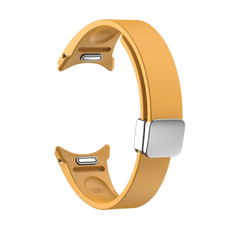 For Samsung Galaxy Watch 6 Magnetic Folding Silver Buckle Silicone Watch Band(Yellow) - free shipping - PMC TechLife - Order now!