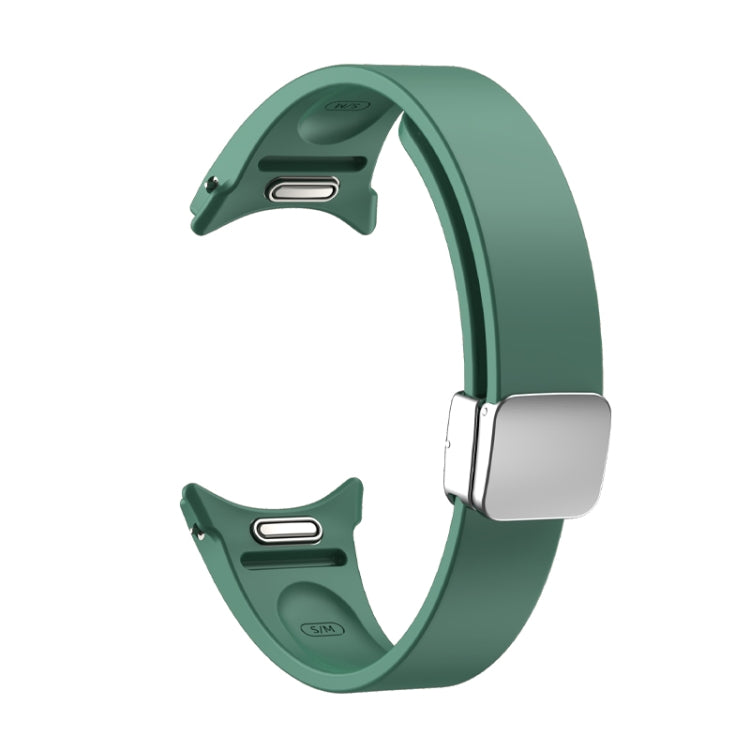 For Samsung Galaxy Watch 6 Magnetic Folding Silver Buckle Silicone Watch Band(Army Green) - free shipping - PMC TechLife - Order now!