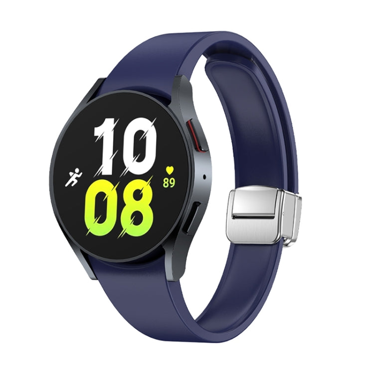 For Samsung Galaxy Watch 6 Magnetic Folding Silver Buckle Silicone Watch Band(Dark Blue) - free shipping - PMC TechLife - Order now!
