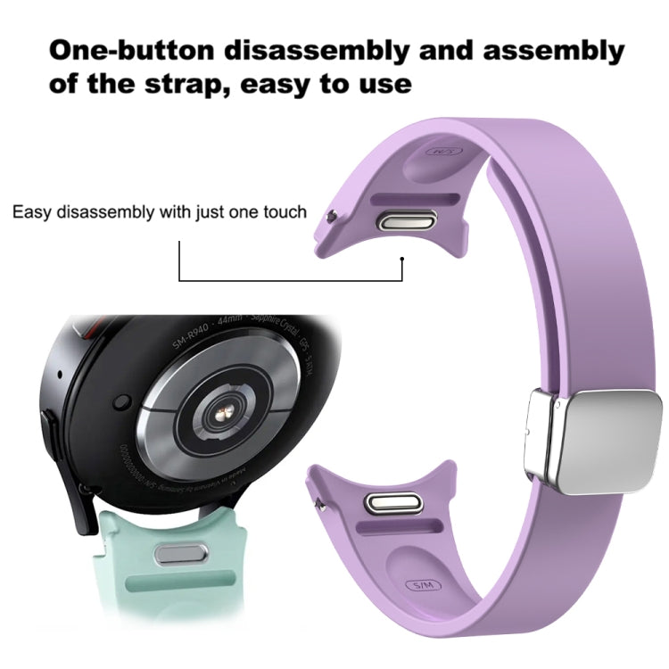 For Samsung Galaxy Watch 6 Magnetic Folding Silver Buckle Silicone Watch Band(Light Green) - free shipping - PMC TechLife - Order now!