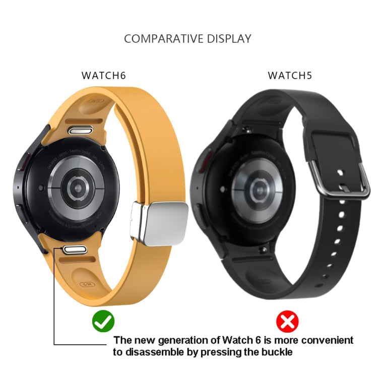For Samsung Galaxy Watch 6 Magnetic Folding Silver Buckle Silicone Watch Band(Black) - free shipping - PMC TechLife - Order now!