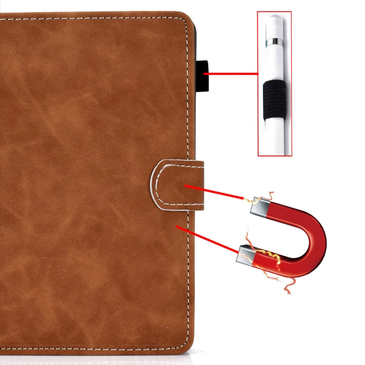 For 10 inch Tablet PC Universal Cowhide Texture Horizontal Flip Leather Case with Holder & Card Slots & Pen Slot(Brown) - 8 inch by PMC TechLife | Online Shopping South Africa | PMC TechLife | Buy Now Pay Later Mobicred