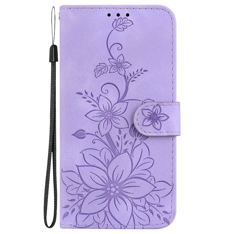 For Google Pixel 9 Pro Lily Embossed Leather Phone Case(Purple) - Google Cases by PMC Jewellery | Online Shopping South Africa | PMC Jewellery | Buy Now Pay Later Mobicred