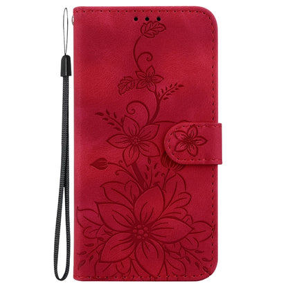 For Google Pixel 9 Lily Embossed Leather Phone Case(Red) - Google Cases by PMC Jewellery | Online Shopping South Africa | PMC Jewellery | Buy Now Pay Later Mobicred