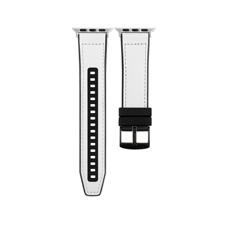For Apple Watch Ultra 49mm Hybrid Leather Silicone Watch Band(White) - Watch Bands by PMC TechLife | Online Shopping South Africa | PMC TechLife | Buy Now Pay Later Mobicred