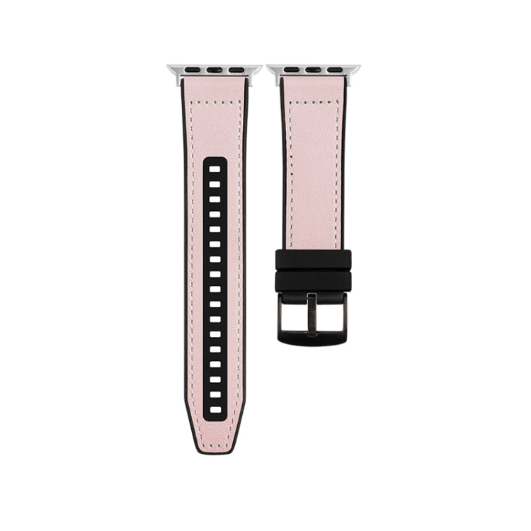 For Apple Watch Ultra 2 49mm Hybrid Leather Silicone Watch Band(Pink) - Watch Bands by PMC TechLife | Online Shopping South Africa | PMC TechLife | Buy Now Pay Later Mobicred
