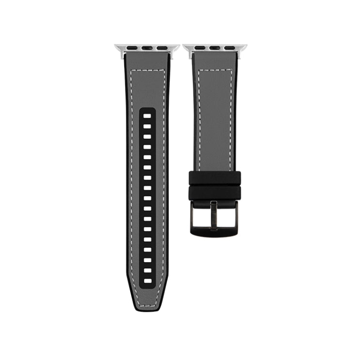 For Apple Watch Ultra 2 49mm Hybrid Leather Silicone Watch Band(Grey) - Watch Bands by PMC TechLife | Online Shopping South Africa | PMC TechLife | Buy Now Pay Later Mobicred