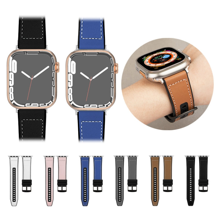 For Apple Watch Ultra 49mm Hybrid Leather Silicone Watch Band(White) - Watch Bands by PMC TechLife | Online Shopping South Africa | PMC TechLife | Buy Now Pay Later Mobicred
