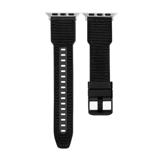 For Apple Watch SE 2023 44mm Hybrid Braid Nylon Silicone Watch Band(Black) - Watch Bands by PMC Jewellery | Online Shopping South Africa | PMC Jewellery