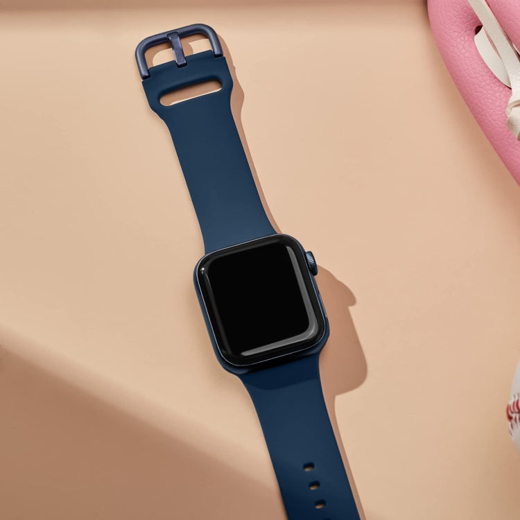 For Apple Watch Series 8 41mm Pin Buckle Silicone Watch Band(Abyss Blue) - free shipping - PMC TechLife - Order now!
